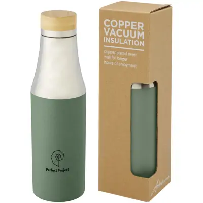 Hulan 540 Ml Copper Vacuum Insulated Stainless Steel Bottle With Bamboo Lid