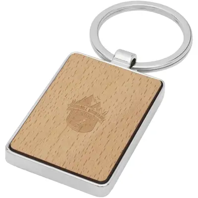 Mauro Beech Wood Rectangular Keychain - Natural