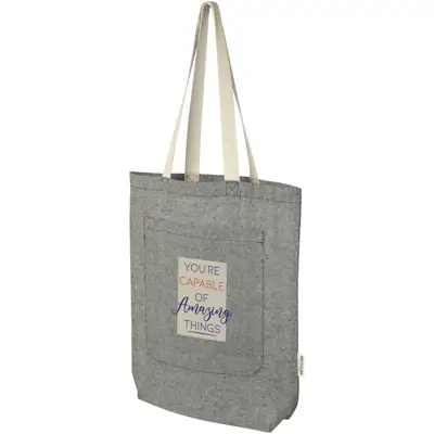 Pheebs 150 g/m² Recycled Cotton Tote Bag With Front Pocket 9L