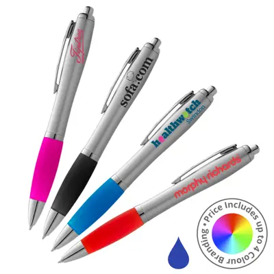 Curvy PLUS Pen Silver Blue Ink - Digital Print