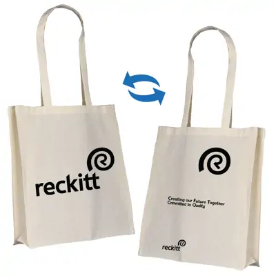 Natural 5oz Cotton Tote Bag with Gusset - 2 Sided